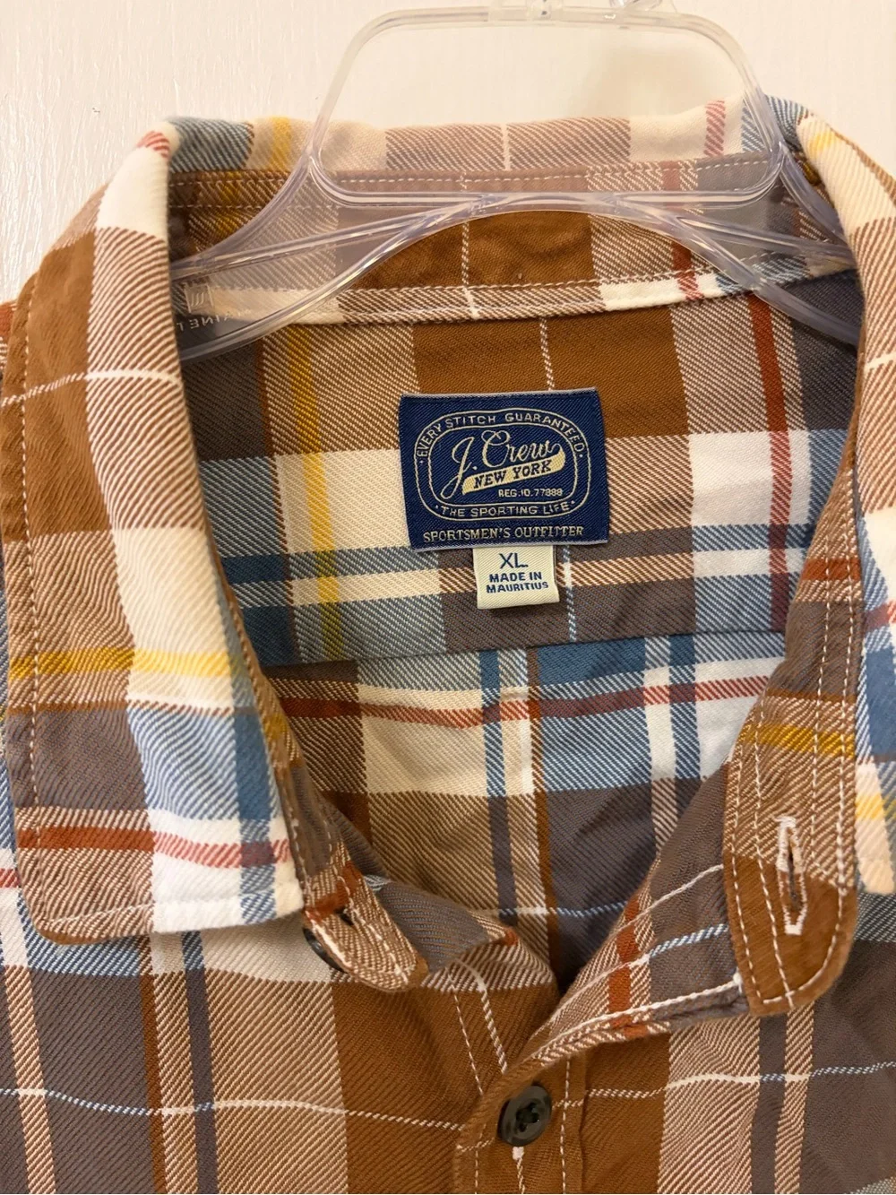 J. Crew Brown, Cream & Blue Plaid Shirt